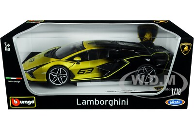 LAMBORGHINI SIAN FKP 37 #63 YELLOW & BLACK 1/18 DIECAST MODEL CAR