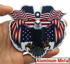 ALUMINUM Eagle Decal Stickers Military Motorcycle Car Emblem VETERAN 3.5" x 3.2"
