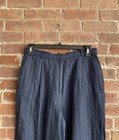 Max Mara Women’s Linen Pants, Sz 14 Italy Navy Blue White Pinstripe — photo 3