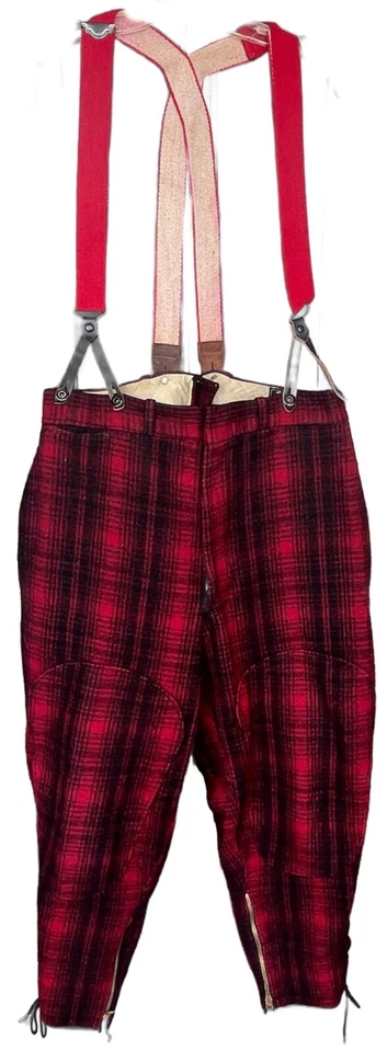Woolrich hunting pants plaid black red suspenders 34 waist HUNTER COSTUME - Image 2 of 4