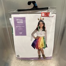 Unicorn Rainbow Costume Child Large 12-14 Dress And Headband