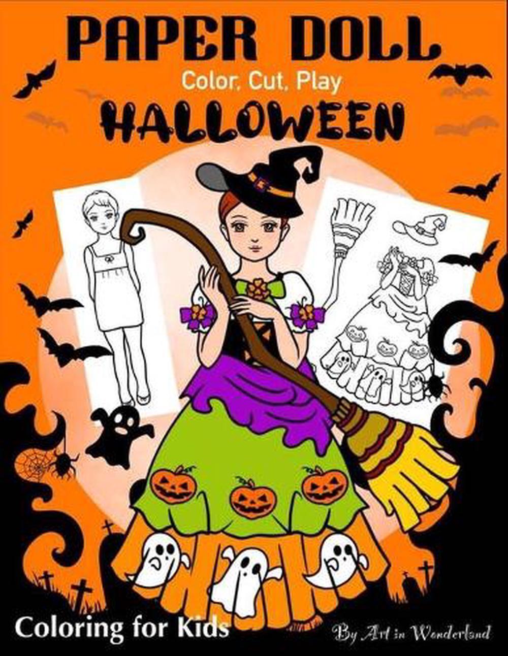 Paper Doll Color, Cut, Play Halloween: Coloring book for Kids and Adults - Dress