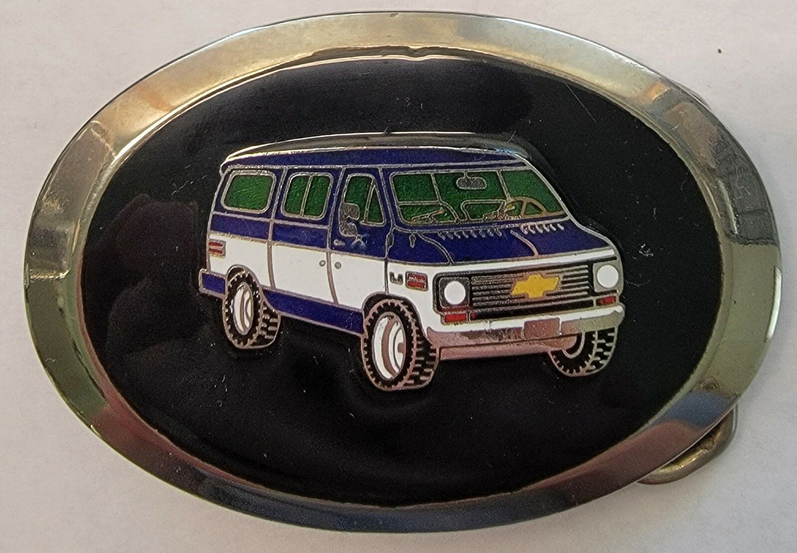 1977 CHEVY VAN BELT BUCKLE 1970' CHEVROLET ENAMELED A… Gem