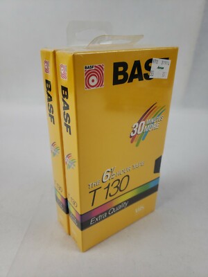 BASF Extra Quality T-130 VHS Video Tape Lot Of 2 - 6 1/2 hr Brand New SEALED