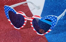 Patriotic USA American Flag Heart Shaped Sunglasses NWT
