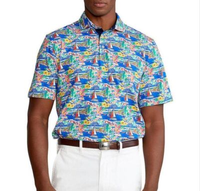 Ralph Lauren Polo Golf Shirt Classic Fit Tropical Print Polo Shirt Men's SZ  S