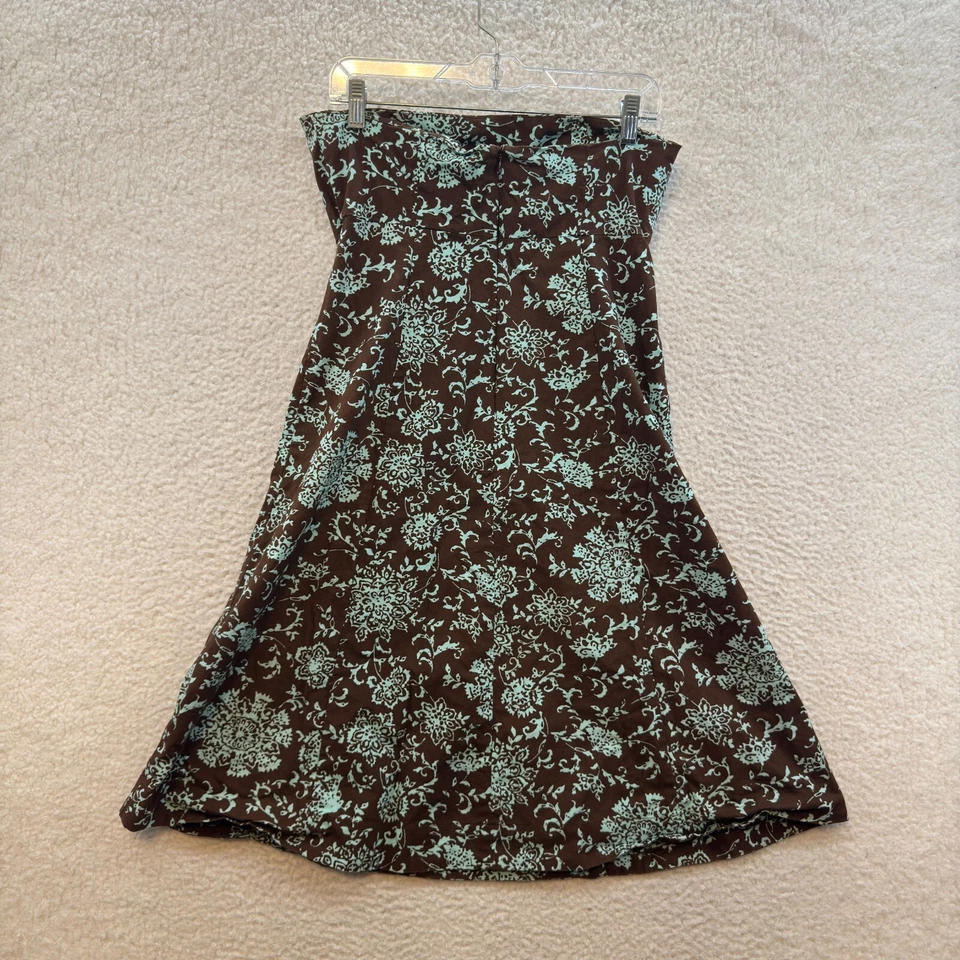 Vestido Y2K Vintage Gap Midi 10 Marrón Azul Floral Sin Tirantes Línea A Fairy Grunge Foto 2 de 4
