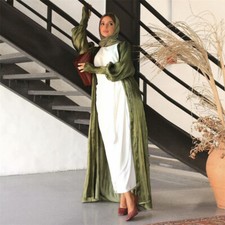 Dubai Abaya Muslim Women Open Front Cardigan Islamic Long Maxi Dress Robe Kaftan