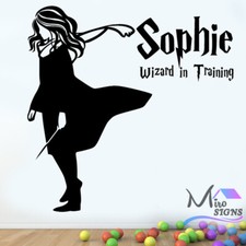 Hermione Wizard in Training  Personalized Name girls Vinyl Wall Decal Sticker