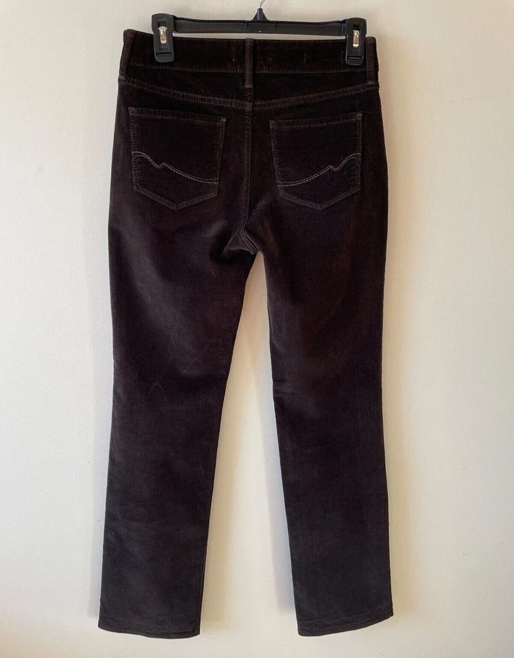 NYDJ Dark Brown Stretch Straight Corduroy Marilyn Pants Size 4P Perfect - Image 3 of 4