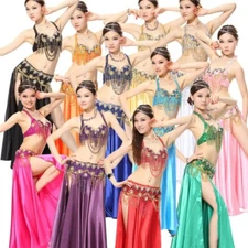 Belly Dance Costume Outfit Set Bra Top + Belt Hip Scarf professional Indian sets