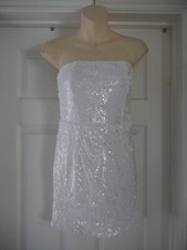 Sequin Party Dress Size 8 Strapless Evening White Lined In the Style