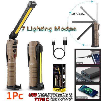 2-Pack Magnetic Base LED COB Work Lights - Rechargeable Mechanic Flashlight With 3600mAh Battery, 6000+ Lumens 4 thumbnail image