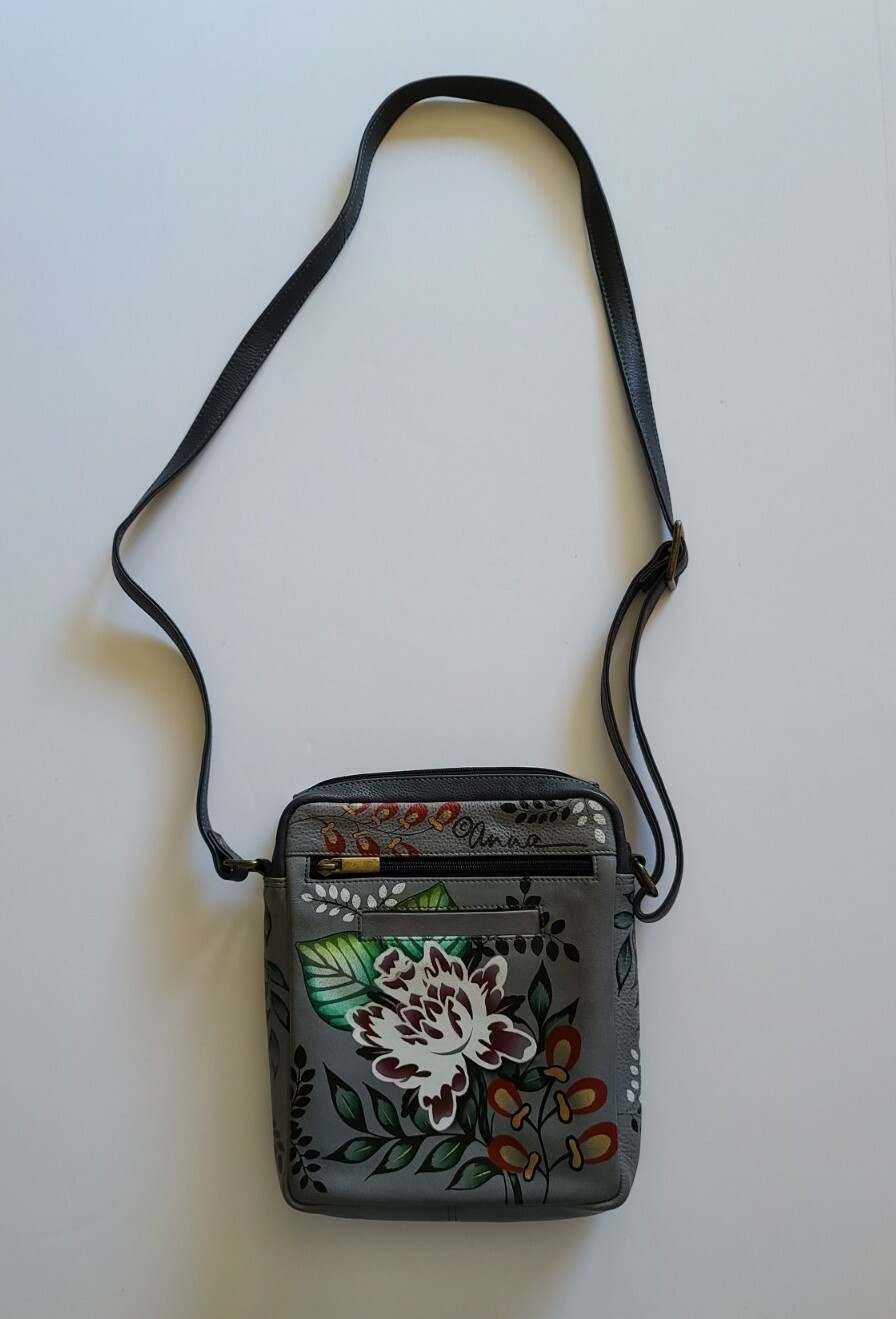 Anna by Anuschka Crossbody Messenger Leather Bag 8358… Gem