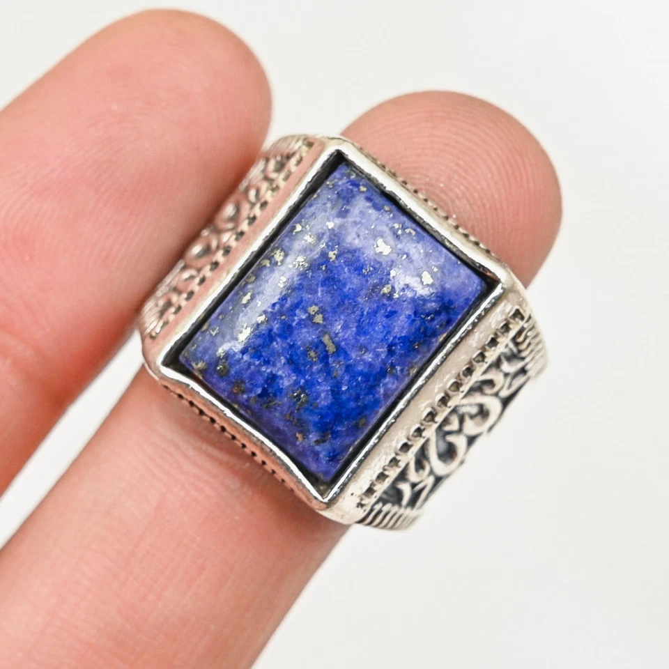Lapis Lazuli Men's Ring Solid 925 Sterling Silver Beautiful Ring, All Size M172 - Image 2 of 4