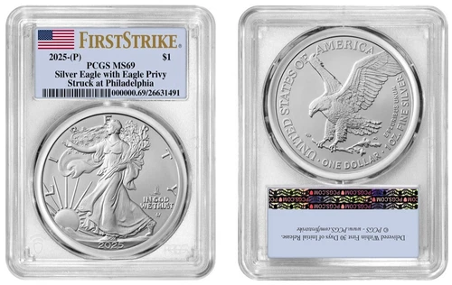 2025 P Silver Eagle $1 W/Eagle Privy PCGS MS69 First Strike #2
