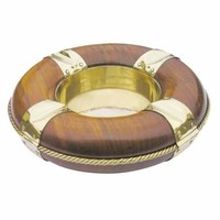Aschenbecher Ascher Maritim Rettungsring Ø 12,5 Holz Messing