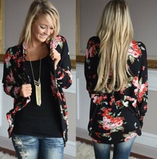 Rose Floral Open Front Cardigan, Size S, Brand New 