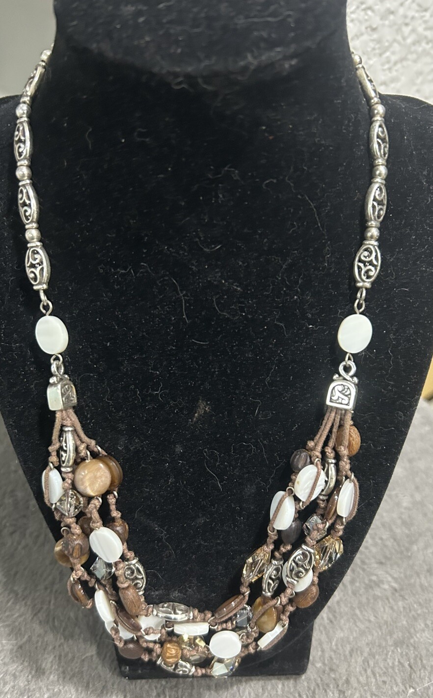 Brighton Multi Strand Mother of Pearl MOP & Faceted Bead Necklace ...