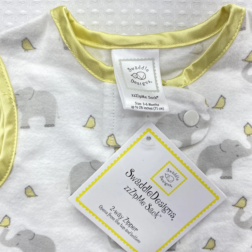 Saco de flanela de algodão Swaddle Design - Elefante e galinhas, amarelo pastel 3-6m - Imagem 3 de 4