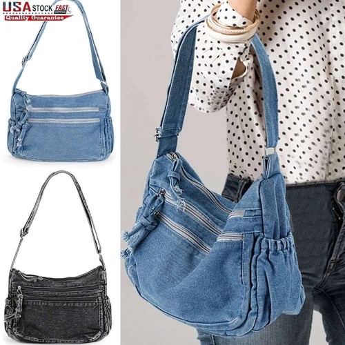 Women's Denim Crossbody Bags Shoulder Handbag Jean Purse Hobo Travel Tote Bag US