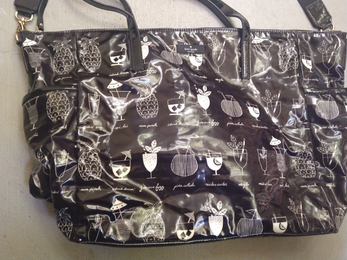 Kate spade beach bag black and white sale