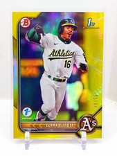 2022 Bowman 1st Edition Clark Elliott Yellow Foil Refractor 48/75 A's ROOKIE RC