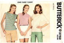 Butterick 3752 Misses Vintage One Yard T-Shirt Sewing Pattern Size Small 8-10