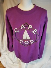 Vtge Cape Cod Purple USA Sail Boat Sweatshirt Size XL