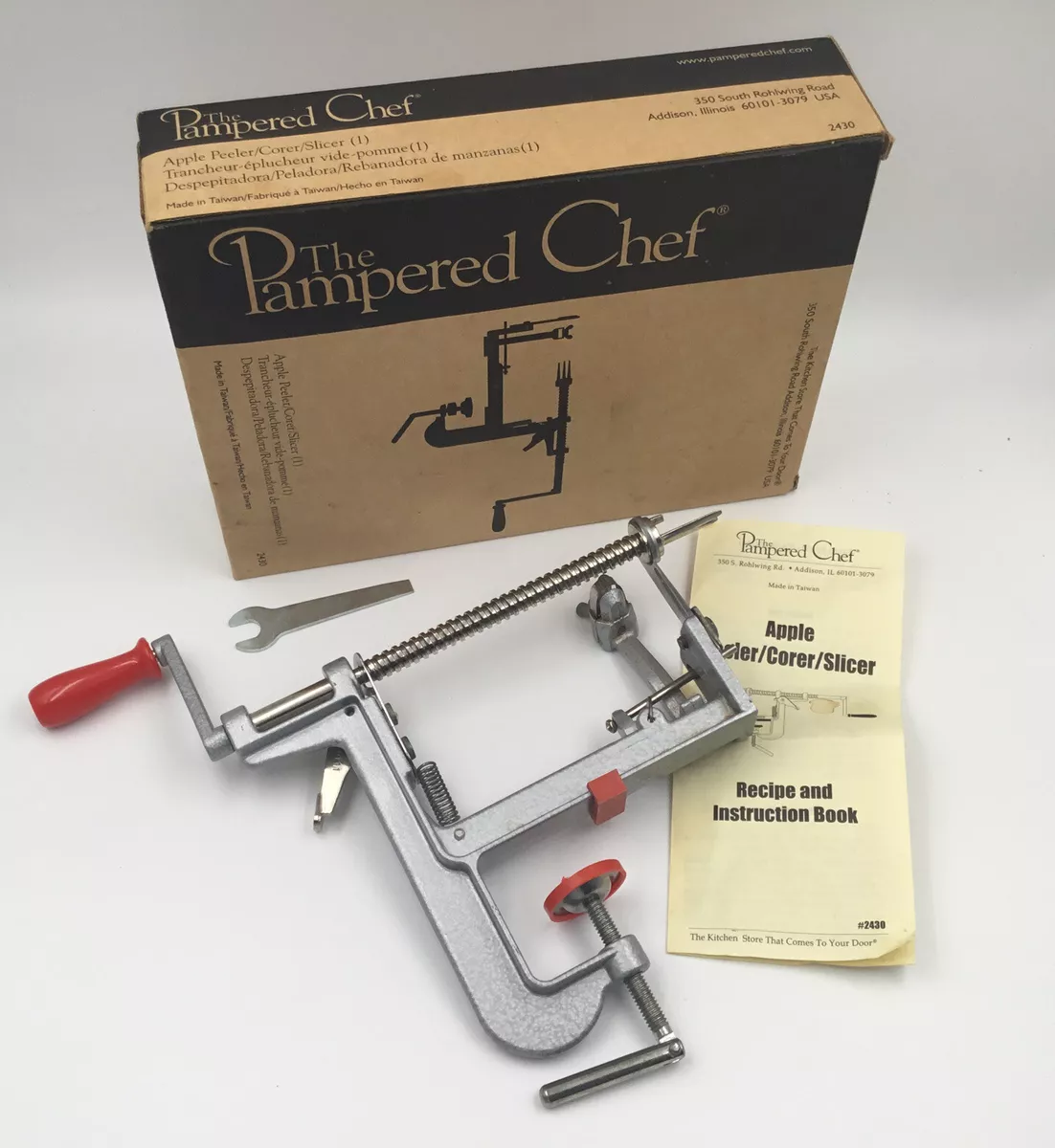 PAMPERED CHEF Apple Peeler Corer Slicer - Needs New Fork, See