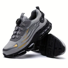 Men Safety Toe Work Shoes Rotating Buckle Breathable Non-Slip Steel Toe Sneakers