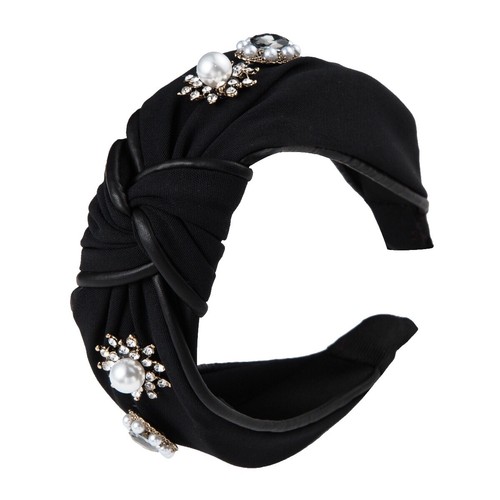 Lele Sadoughi Bardot ribbon Headband Jet Black Velet Faux  display picture 1