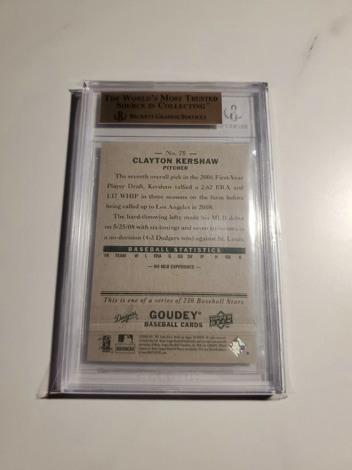 2008 Clayton Kershaw Upper Deck Goudey #75 RC BGS 9.5 GEM MINT DODGERS ROOKIE - Imagem 2 de 2