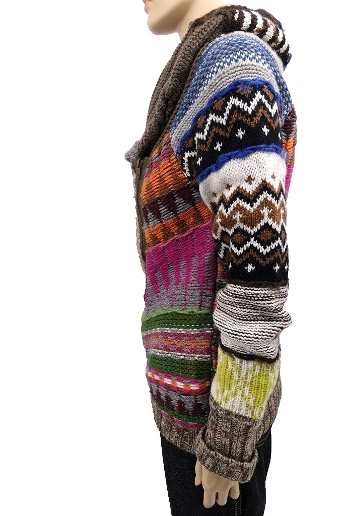Desigual Multicolor Patchwork Geometric Knit Zip-… - image 4