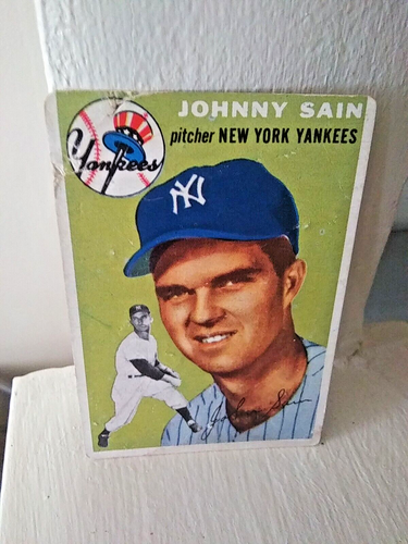 1954 Topps - #205 Johnny Sain NY Yankees, gut/sehr gut, Knicke, KOSTENLOSER VERSAND - Bild 2 von 10