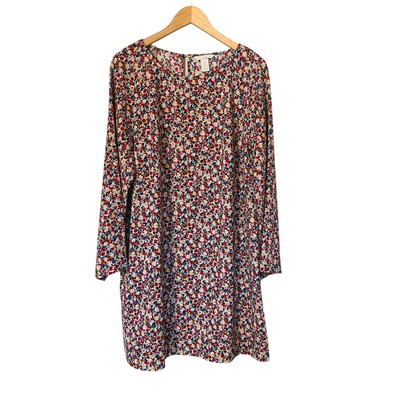 H&M Floral Three Quarter Sleeve Shift Dress Size L Large NEW Multicolor 