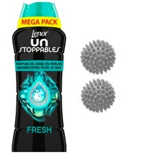 Image of 570g Lenor Unstoppables Fresh In Wash Scent Booster Beads with 2 Dryer Balls