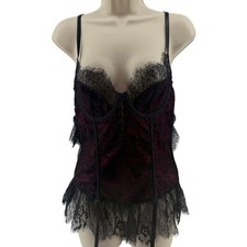 Seven Til Midnight Satin Eyelash Lace Bustier Set Adult Women XL Lingerie