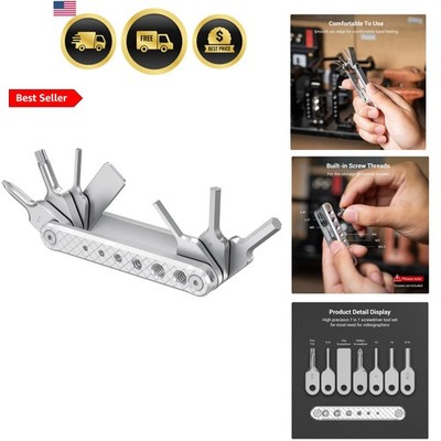 Folding Tool Set with Screwdrivers and Hex Key Wrenches, Seven Functional Too...