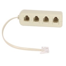 RJ11 6P4C 1 Male to 4 Female Telephone Line Splitter Connector Beige