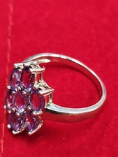 Silver Purple Flower Ring