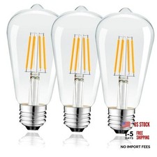E26 Vintage LED Edison Bulbs 2.5W, LED Light Bulbs, 3 Count Pack of 1 Clear