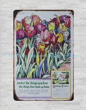  order plaques online Cyclone Fence flower tulip metal tin sign