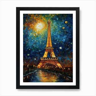 Eiffel Tower Paris France Vincent V Framed Wall Art Poster Canvas Print Picture