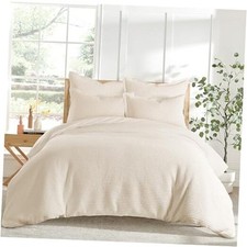 - Cloud Waffle Duvet Cover Set - King Duvet Cover Duvet Cover - King Cream