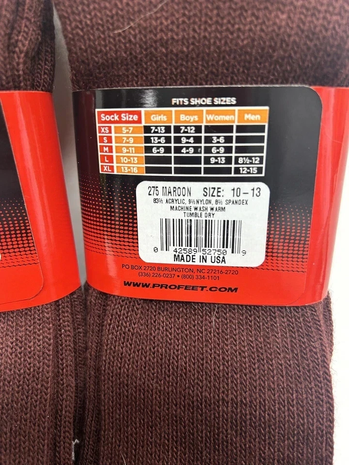 Lote de 2 calcetines Pro Feet multideportivos para hombre L granate (C6) Foto 3 de 4