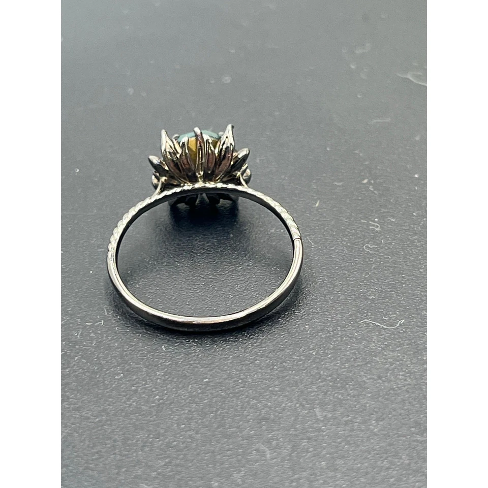 Anillo FJ Fragrant Jewels Negro Esterlina Redondo Azul Circonita cúbica Piedra Araña Talla 9.5 Foto 3 de 4