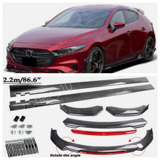 Front Bumper Lip Splitter Side Skirts Carbon Style For Mazda 3 Alexa 2014-2018