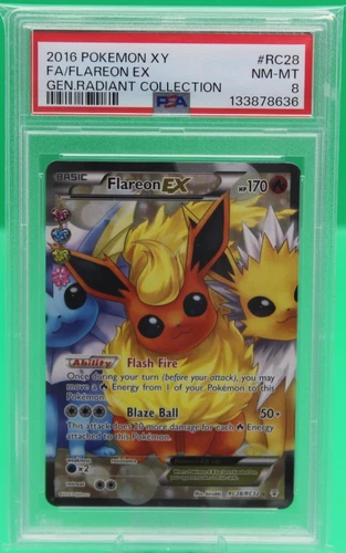 2016 POKEMON XY GENERATIONS RADIANT COLLECTION RC28/RC32 FLAREON EX PSA 8