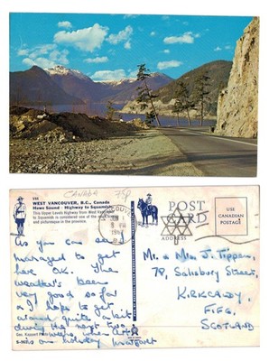Postkarte - Howe Sound Highway nach Squamish, British Columbia Kanada VERSCHICKT